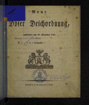 Neue Döser Deichordnung : publicirt am 21. October 1840