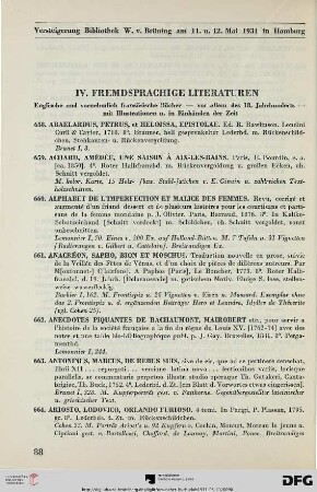 IV. Fremdsprachige Literaturen (Nr. 658-792)