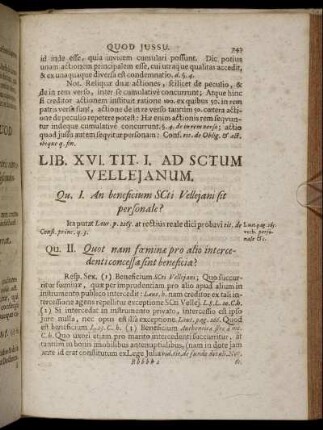 Lib. XVI. /Tit. I. Ad Sctum. Vellejanum. - Tit. III. Depositi, Vel Contra.