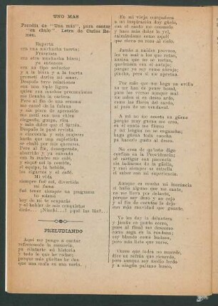 Uno más : Parodía de "Una más", para cantar "en chulo".