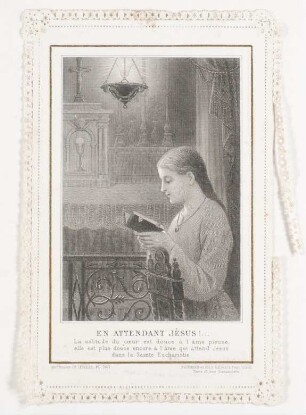 Religiöses Kärtchen: „En Attendant Jêsus!…“