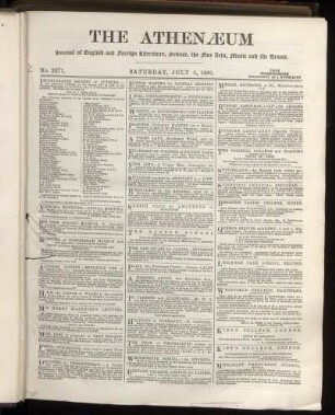THE ATHENAEUM Journal of English and foreign Literature, Science, the fine Arts, Music and the Drama.