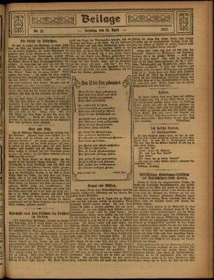 Zweite Ausgabe vom Sonntag, den 23. April 1922.