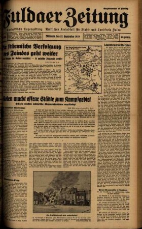 Ausgabe vom Mittwoch, den 13. September 1939.