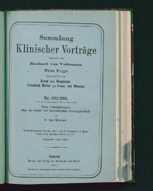 Neue Untersuchungen über die Dauer der menschlichen Schwangerschaft