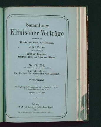 Neue Untersuchungen über die Dauer der menschlichen Schwangerschaft