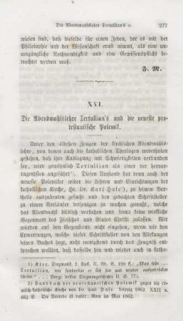 277-310 Die Abendmahlslehre Tertullian's und die neueste protestantische Polemik