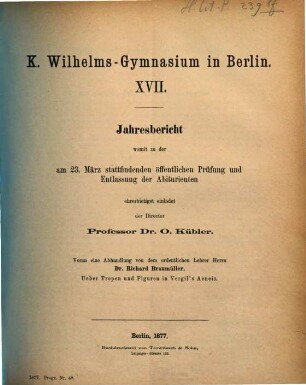 Jahresbericht : über das Schuljahr Ostern ..., 1876/77