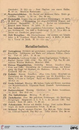Metallarbeiten (Nr. 101-118)