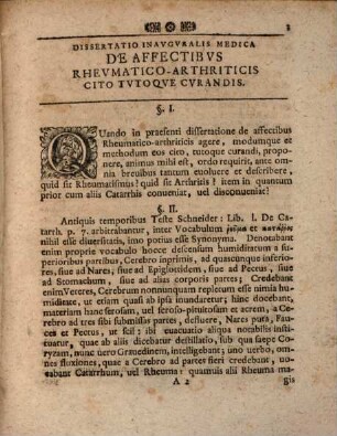Dissertatio inavgvrale medica De affectibvs rhevmatico-arthriticis cito tvtoqve cvrandis