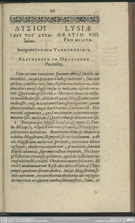 [Oratio VIII. Oratio pro milite]