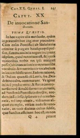 Caput. XX. De invocatione Sanctorum.