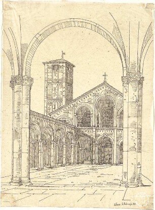 Stegmann, Carl von; Italien; Österreich; Bauaufnahmen, Ornamentstudien - Sant'Ambrogio in Mailand (Perspektive)