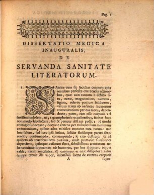 Diss. med. inaug. de servanda sanitate literatorum