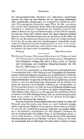 Prange, Wolfgang :: Christoph Rantzau auf Schmoel und die Schmoeler Leibeigenschaftsprozesse, (Quellen und Forschungen zur Geschichte Schleswig-Holsteins, 49) : Neumünster, Wachholtz, 1965