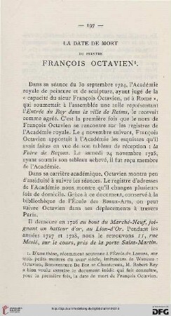 La date de mort du peintre François Octavien