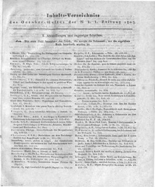 Monatsregister Oktober 1803.