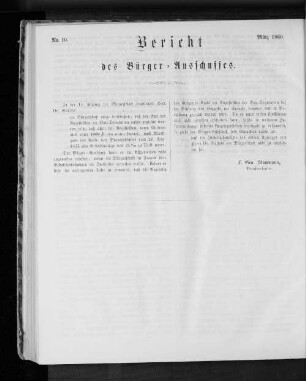 Nr. 10 Bericht des Bürgerausschusses März 1860
