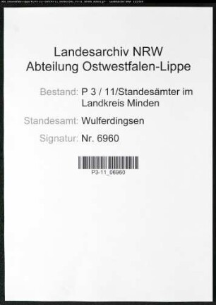 Sterberegister Standesamt Wulferdingsen