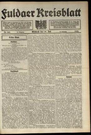 Erste Ausgabe vom Mittwoch, den 19. Juli 1911.