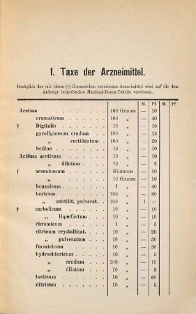 Arznei-Taxe für das Königreich Bayern 1886