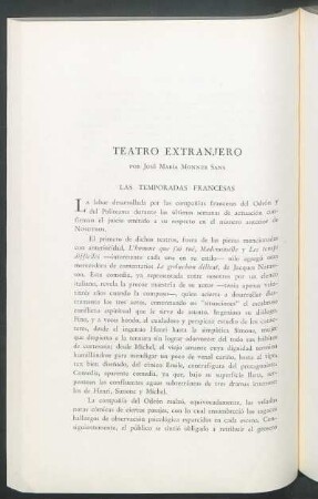 Teatro extranjero : Las temporadas francesas