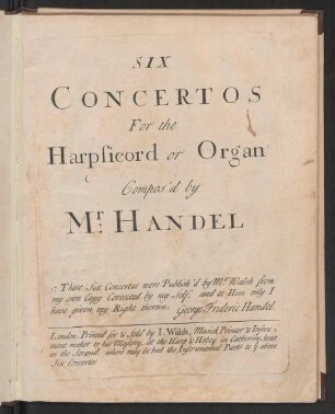 Six concertos for the harpsicord or organ