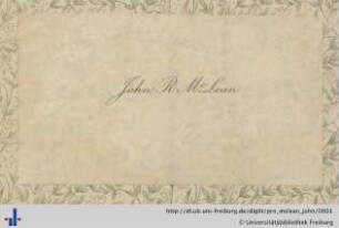 [Provenienz]: McLean, John R.