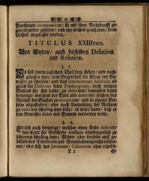 Titulus XXIIItius. Von Eyden, auch derselben Delation und Relation.