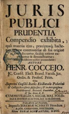 Iuris publici prudentia compendio exhibita