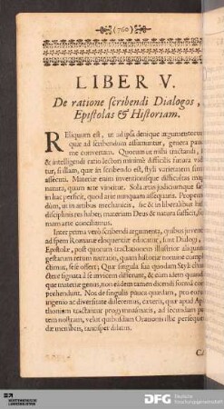 Liber V. De ratione scribendi Dialogos, Epistolas & Historiam