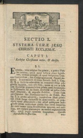 Caput I. Ecclesiae Christianae notio, & divisio