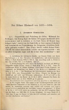 Der Kölner Rheinzoll von 1475-1494 : Inaugural-Dissertation