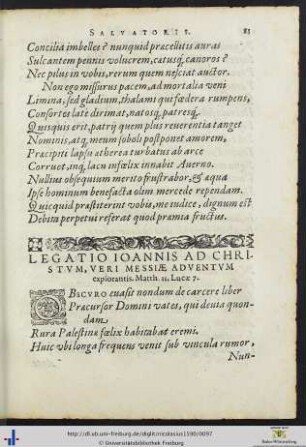 Legatio Ioannis ad christum