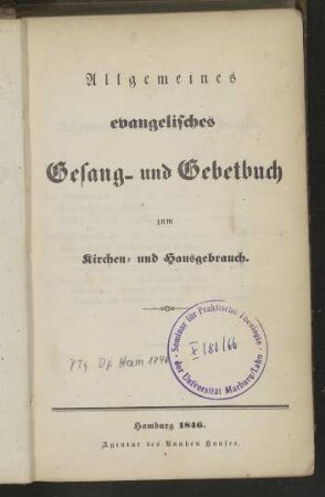 Allgemeines evangelisches Gesang- und Gebetbuch zum Kirchen- und Hausgebrauch