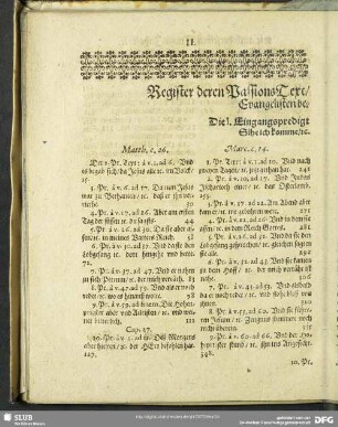 Register deren PassionsText, wie solche von den Heiligen vier Evangelisten beschrieben werden