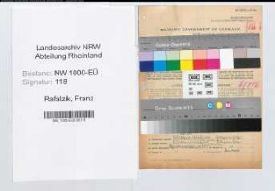 Entnazifizierung Franz Rafalzik, geb. 29.07.1888 (Metzger)