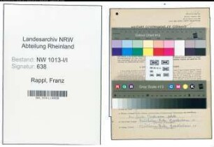 Entnazifizierung Franz Rappl , geb. 02.01.1894 (Betriebswirt)