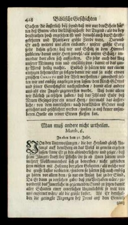Man muß andere nicht urtheilen. Matth. 6.