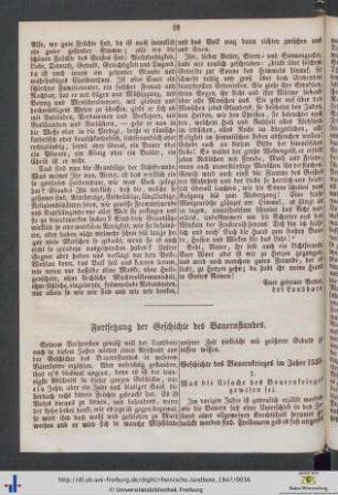 Fortsetzung der Geschichte des Bauernstandes.