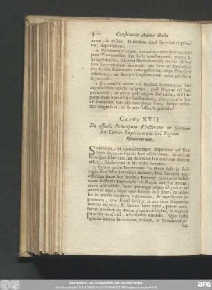 Caput X[X]VII. De officiis Principum Electorum in solennibus Curiis Imperatorum vel Regum Romanorum.