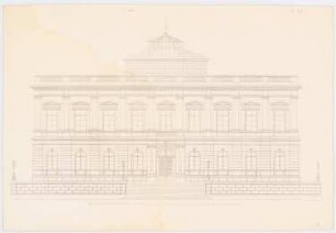 Werke der höheren Baukunst, Darmstadt 1860. Museum, Leipzig: Aufriss Vorderansicht