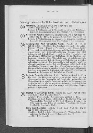 Sonstige wissenschaftliche Institute und Bibliotheken