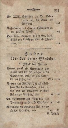Index über das dritte Bändchen.