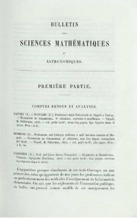 Comtes Rendus et Analyses.
