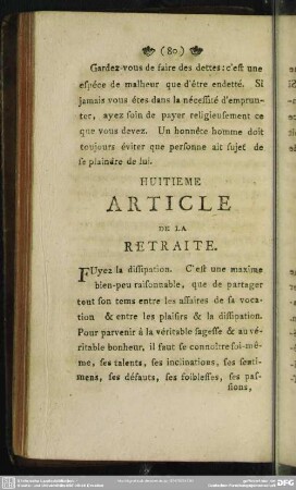 Huitieme Article De La Retraite