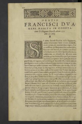Oratio habita in cooptatione Hugo. Donelli Iurecôsulti, ad rationem studiorum pertinens.