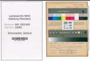 Entnazifizierung Gertrud Schumacher , geb. 25.10.1902 (Zimmermaedchen)