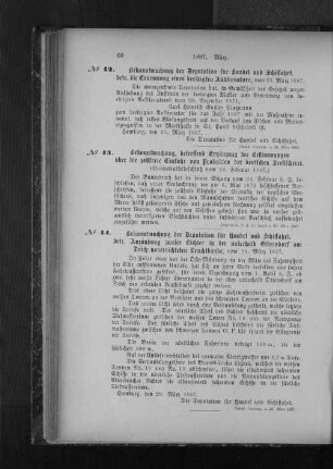 No. 42. Bekanntmachung der Deputation für Handel und Schiffahrt, betr. die Ernennung eines beeidigten Auktionators, vom 23. März 1887.