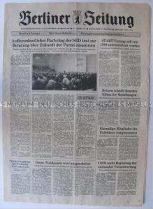 Tageszeitung "Berliner Zeitung" zum Außerordentlichen Parteitag der SED
